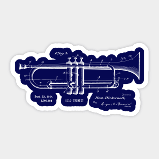 Jazz Solo Trumpet Patent Blueprint 1924 Sticker